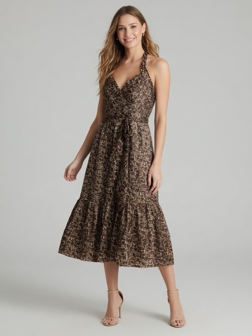 NEW BCBG Maxazria Silk Halter Empire Waist Dress